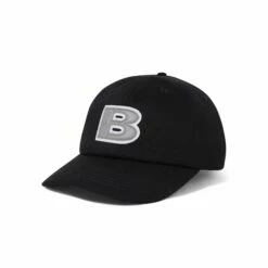 B Logo 6 Panel Cap, Black