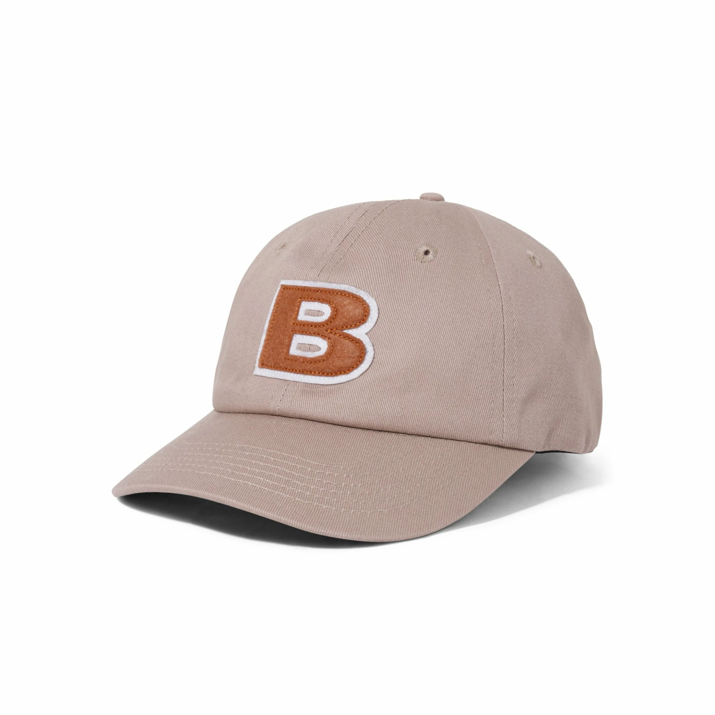 B Logo 6 Panel Cap, Khaki 3 B Logo 6 Panel Cap, Khaki