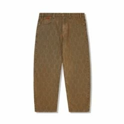 Chain Link Denim Jeans, Washed Brown