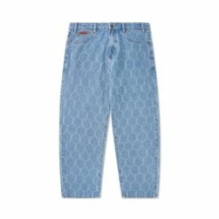 Chain Link Denim Jeans, Washed Indigo