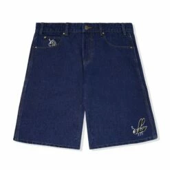 Critter Baggy Denim Shorts, Dark Indigo