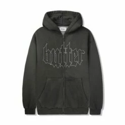 Cropped Zip-Thru Hood, Washed Black