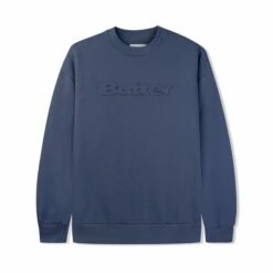 Embossed Logo Crewneck Sweatshirt, Denim