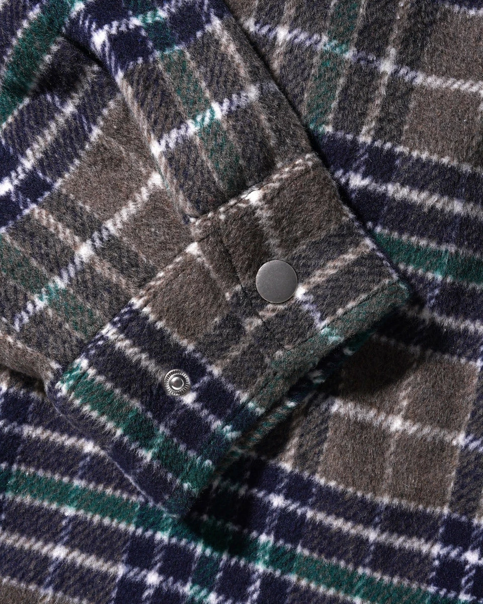 Grove Plaid Overshirt, Grey / Navy / Forest 5 Grove Plaid Overshirt, Grey / Navy / Forest - Image 3